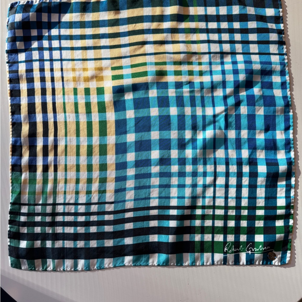 Robert Graham Multicolor Checkered 100% Silk Pocket Square
